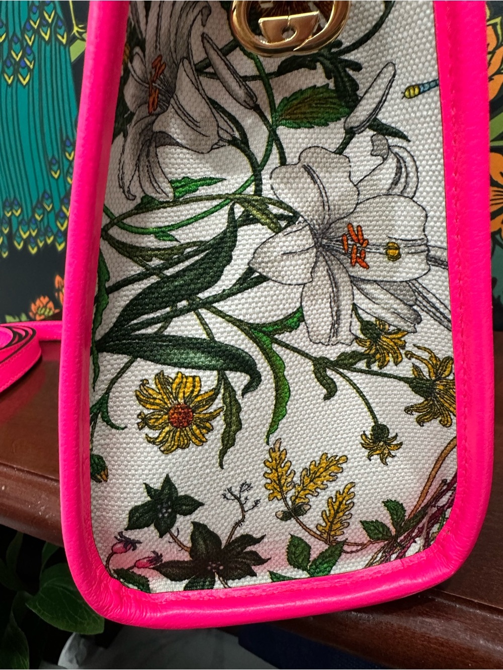 Gucci Flora Tote Pink Floral Canvas Crossbody Bag 550141 - Picture 10 of 17